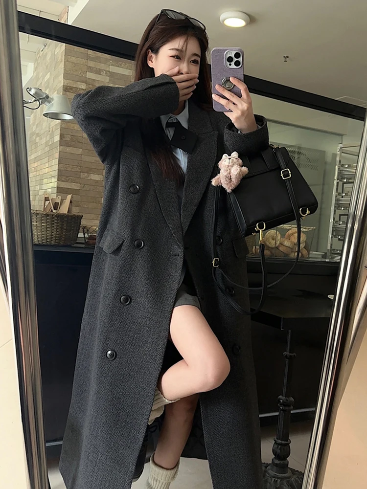 Korean Fashion Autumn New Women Tops Blazer Coat Elegant Suit Collar Long Sleeve Double Breasted Loose Long Blazer Jackets
Korean Fashion Autumn New Women Tops Blazer Coat Elegant Suit Collar Long Sleeve Double Breasted Loose Long Blazer Jackets
