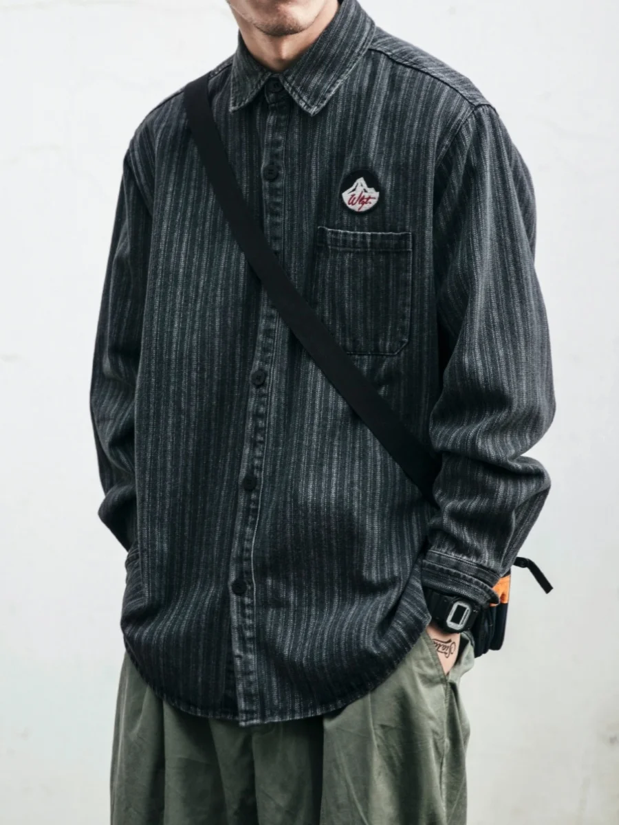 Retro Japanese Sle Men's Loose Striped irt Long Sve Spring Autumn Korean Trendy Student Couple Match All-Match Top
Retro Japanese Sle Men's Loose Striped irt Long Sve Spring Autumn Korean Trendy Student Couple Match All-Match Top