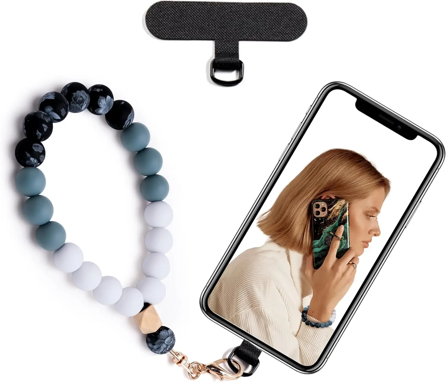 Silicone Beaded Phone Wrist Strap,phone bracelet strap with Tether Tab,Elastic Hands-Free wristlet strap (Black)
Silicone Beaded Phone Wrist Strap,phone bracelet strap with Tether Tab,Elastic Hands-Free wristlet strap (Black)