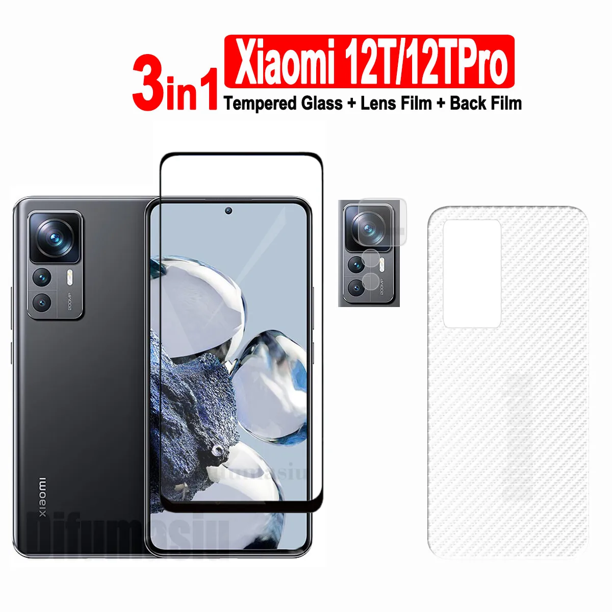 3in1 For Xiaomi 12T Pro Tempered Glass Film Screen Protector + Camera Lens Film+ Carbon Fiber Back Film
3in1 For Xiaomi 12T Pro Tempered Glass Film Screen Protector + Camera Lens Film+ Carbon Fiber Back Film