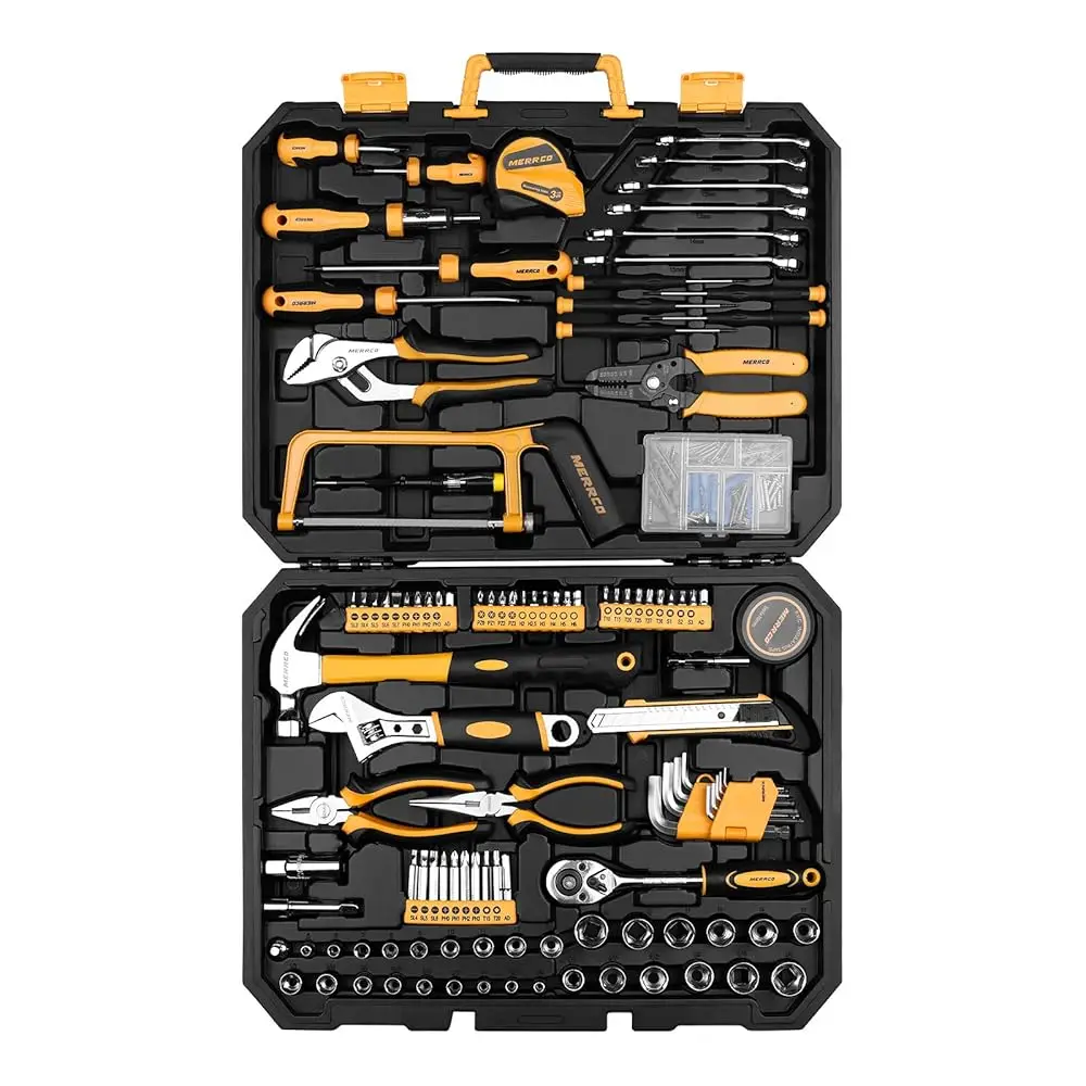 198 Piece Home Repair Tool Kit, Wrench Plastic Toolbox With General Household Hand Tool Set
198 Piece Home Repair Tool Kit, Wrench Plastic Toolbox With General Household Hand Tool Set