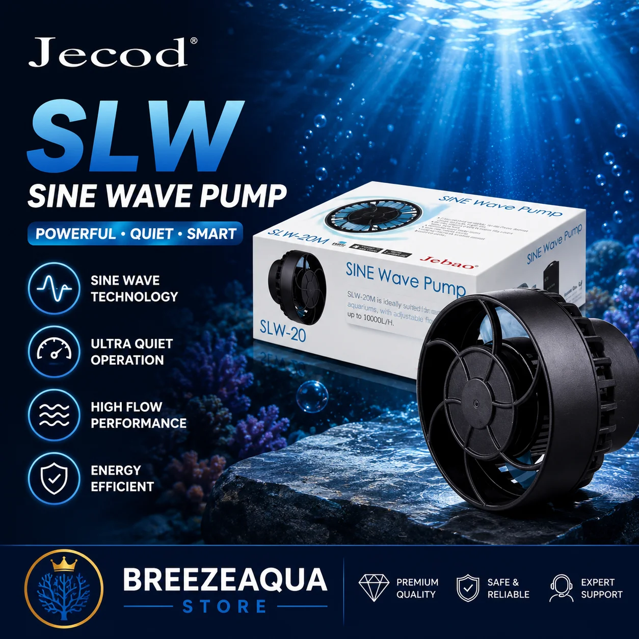 Jebao Jecod SLW Series Manual Control Constant Compatible SINE Aquarium Wavemaker Pump for Freshwater Saltwater Fish Tank
Jebao Jecod SLW Series Manual Control Constant Compatible SINE Aquarium Wavemaker Pump for Freshwater Saltwater Fish Tank