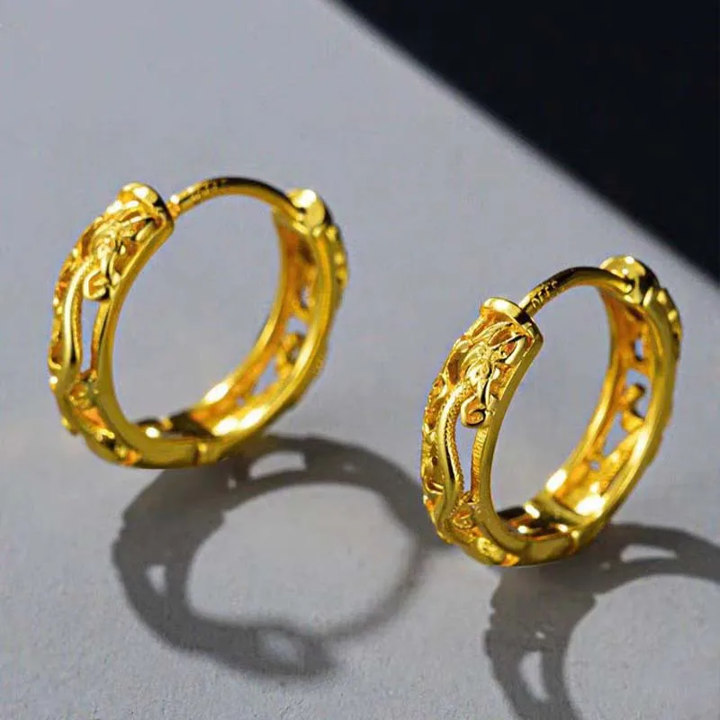 Luxury 24K 9999 Pure Gold real gold Dragon earrings women fashion trend earrings
Luxury 24K 9999 Pure Gold real gold Dragon earrings women fashion trend earrings
