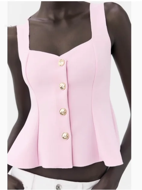 Sweet Style Elastic Hem Vest Top Women's Fashion Summer New Arrival Short Skirt Design Breathable Polyester Single Button Clo...
Sweet Style Elastic Hem Vest Top Women's Fashion Summer New Arrival Short Skirt Design Breathable Polyester Single Button Clo...