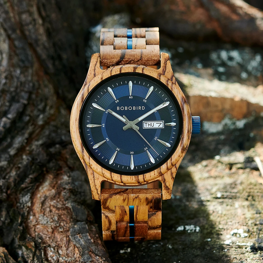 BOBO BIRD Men’s Wooden Watch with Blue Dial – Natural Handmade Wood Wristwatch with Date Display, Anniversary Gift in Gift Box
BOBO BIRD Men’s Wooden Watch with Blue Dial – Natural Handmade Wood Wristwatch with Date Display, Anniversary Gift in Gift Box