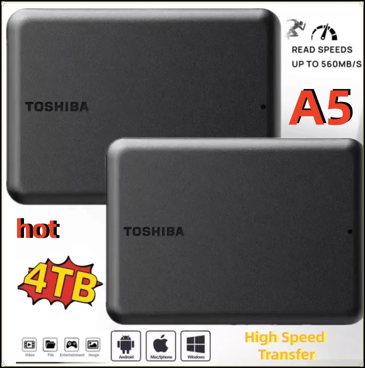 New For Toshiba A5 Series Small Black Portable Hard Drive High-Speed USB 3.2 Gen1 500GB/1TB Compatible For Mac
New For Toshiba A5 Series Small Black Portable Hard Drive High-Speed USB 3.2 Gen1 500GB/1TB Compatible For Mac