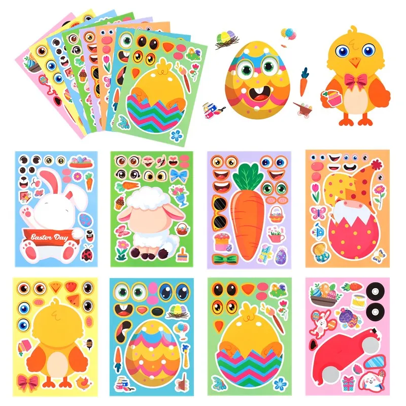 8-32Sheets Children DIY Easter Puzzle Sticker Cute Animals Make A Face Assemble Decals Jigsaw Toy Kids Class Reward Party Favor
8-32Sheets Children DIY Easter Puzzle Sticker Cute Animals Make A Face Assemble Decals Jigsaw Toy Kids Class Reward Party Favor