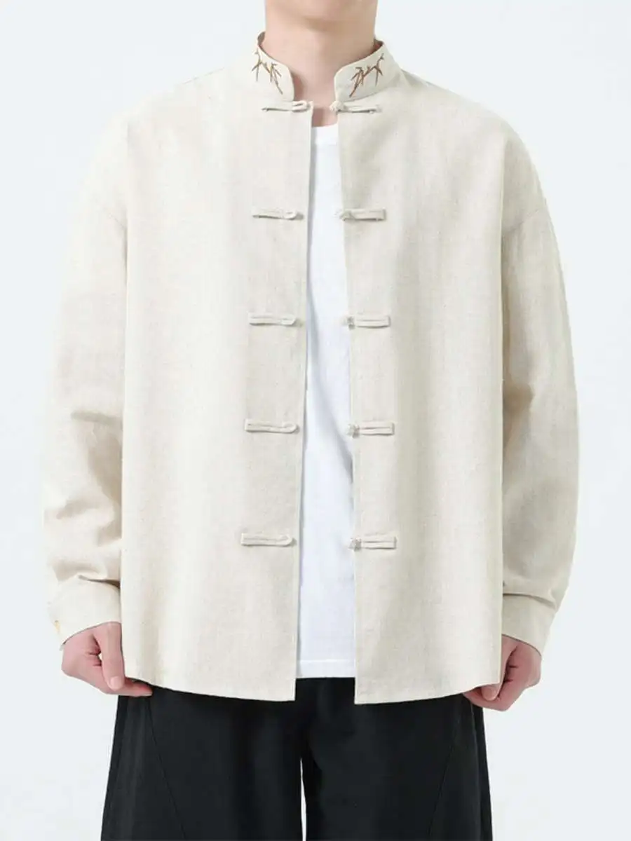 New Chinese Sle Long Sve Cotton Linen Men's irt Embroidered Stand Collar Button up Traditional Faion Casual Wear
New Chinese Sle Long Sve Cotton Linen Men's irt Embroidered Stand Collar Button up Traditional Faion Casual Wear