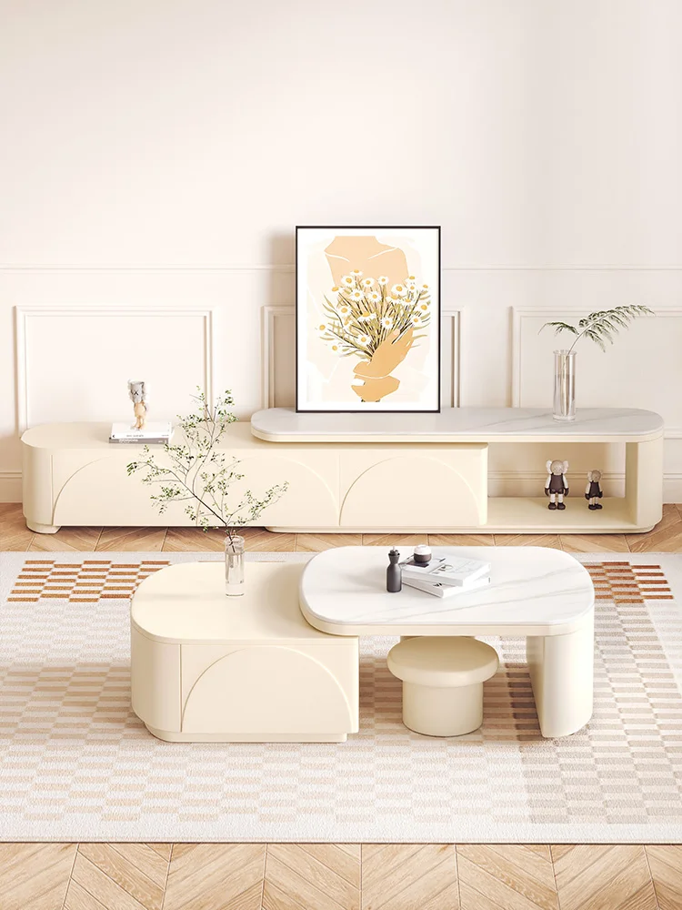 Rock-plate TV cabinet, tea table combination, simple and modern household net red cream wind, retractable TV cabinet
Rock-plate TV cabinet, tea table combination, simple and modern household net red cream wind, retractable TV cabinet