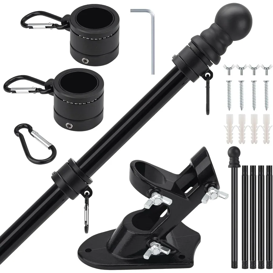 6FT Stainless Steel Flag Pole with 2 Holder Brackets and TangleFree Rings for 3x5 Flags Portable Flag Pole Kit Ideal for Reside
6FT Stainless Steel Flag Pole with 2 Holder Brackets and TangleFree Rings for 3x5 Flags Portable Flag Pole Kit Ideal for Reside