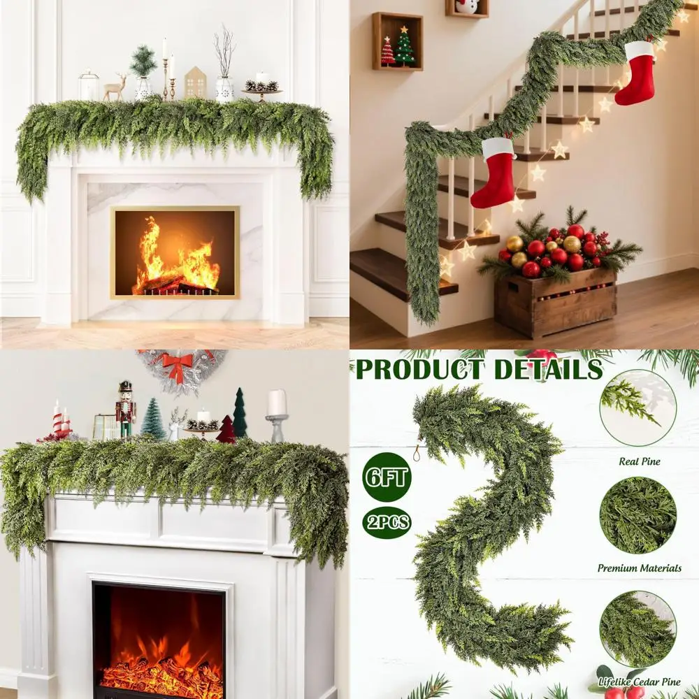 Artificial Christmas Cedar Garland, 6ft Long, Realistic Faux Pine Greenery for Home Fireplace Indoor Outdoor Decorations
Artificial Christmas Cedar Garland, 6ft Long, Realistic Faux Pine Greenery for Home Fireplace Indoor Outdoor Decorations