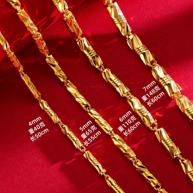 24K gold cylindrical double bamboo necklace 9999 real gold men's and women's solid color bamboo necklace
24K gold cylindrical double bamboo necklace 9999 real gold men's and women's solid color bamboo necklace