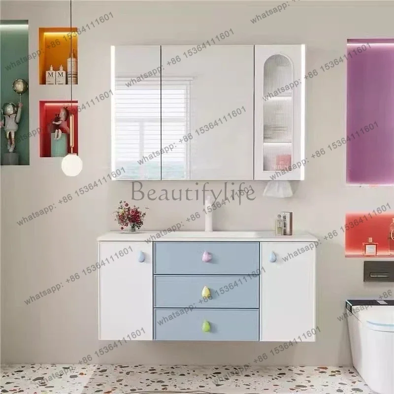 Bathroom Cabinet Combination Ceramic Basin Multi-Drawer Storage Washbasin Cabinet Blue and White Oak
Bathroom Cabinet Combination Ceramic Basin Multi-Drawer Storage Washbasin Cabinet Blue and White Oak