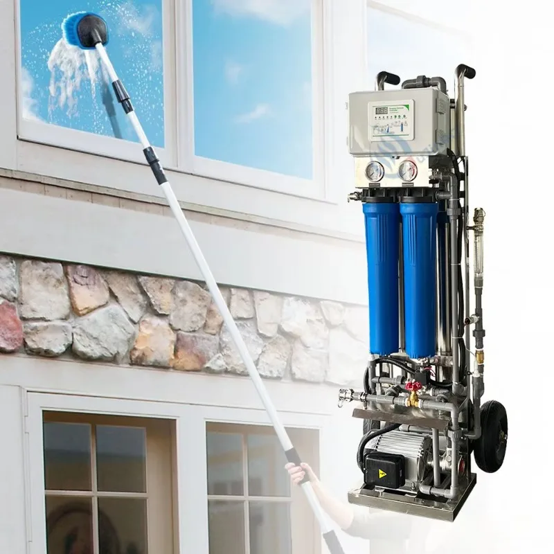 Mobile reverse osmosis water treatment system with pump, 500 litres/hour for window cleaning, automotive cleaning
Mobile reverse osmosis water treatment system with pump, 500 litres/hour for window cleaning, automotive cleaning