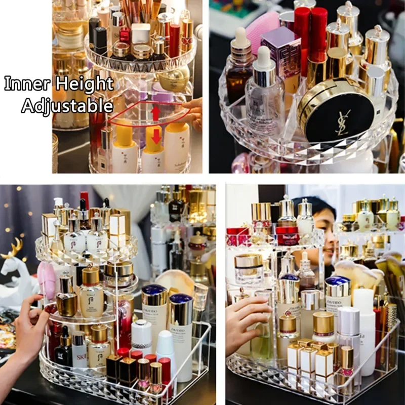 360 Degree Rotating Cosmetics Storage Rack Height Adjustable Makeup Organizer Assembly Skin Care Holder Bathroom Display Case
360 Degree Rotating Cosmetics Storage Rack Height Adjustable Makeup Organizer Assembly Skin Care Holder Bathroom Display Case