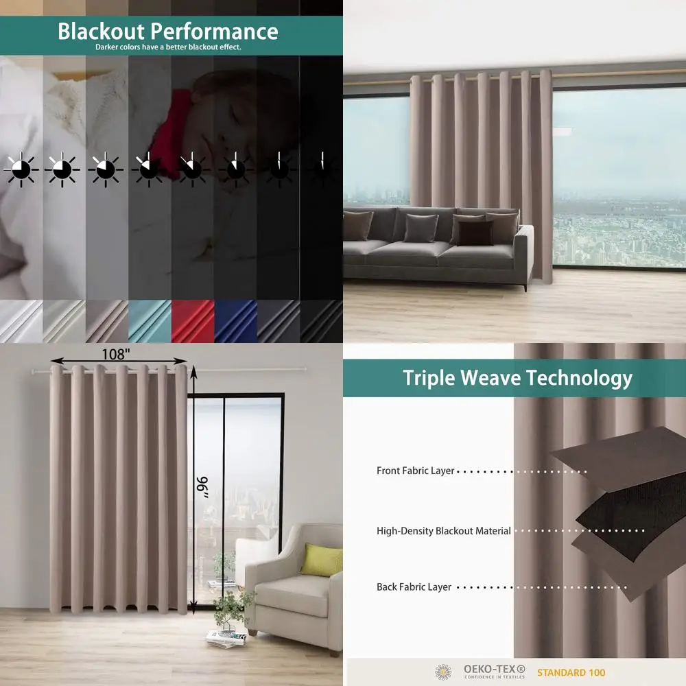 Khaki Privacy Curtain for Sliding Glass Doors, 96L x 108W, Blackout & Noise-Reducing, 1 Panel
Khaki Privacy Curtain for Sliding Glass Doors, 96L x 108W, Blackout & Noise-Reducing, 1 Panel