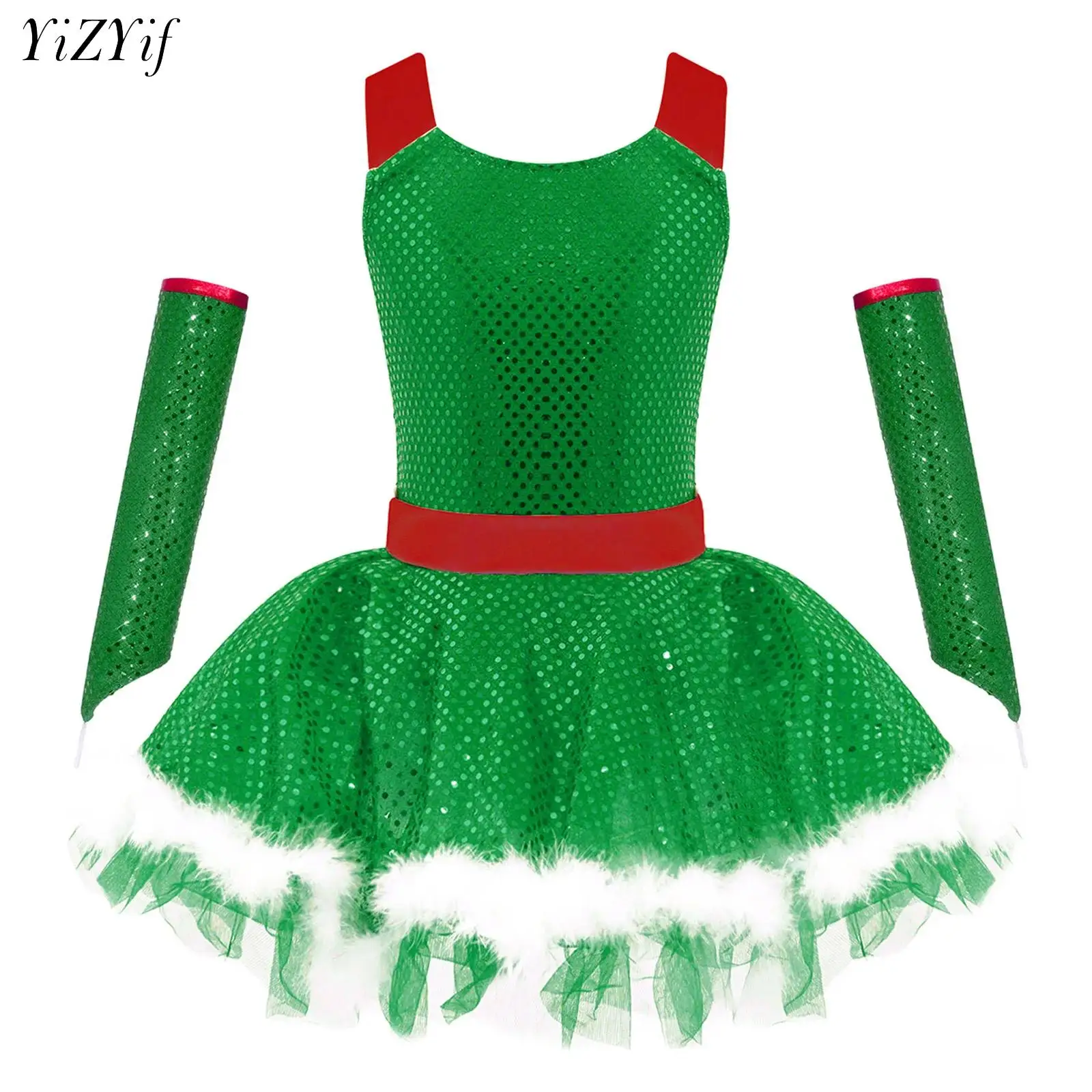 Girls Christmas Santa Claus Costume Holiday Xmas Party Shiny Sequins Ballet Dance Tutu Dress Figure Skating Leotard with Sleeves
Girls Christmas Santa Claus Costume Holiday Xmas Party Shiny Sequins Ballet Dance Tutu Dress Figure Skating Leotard with Sleeves