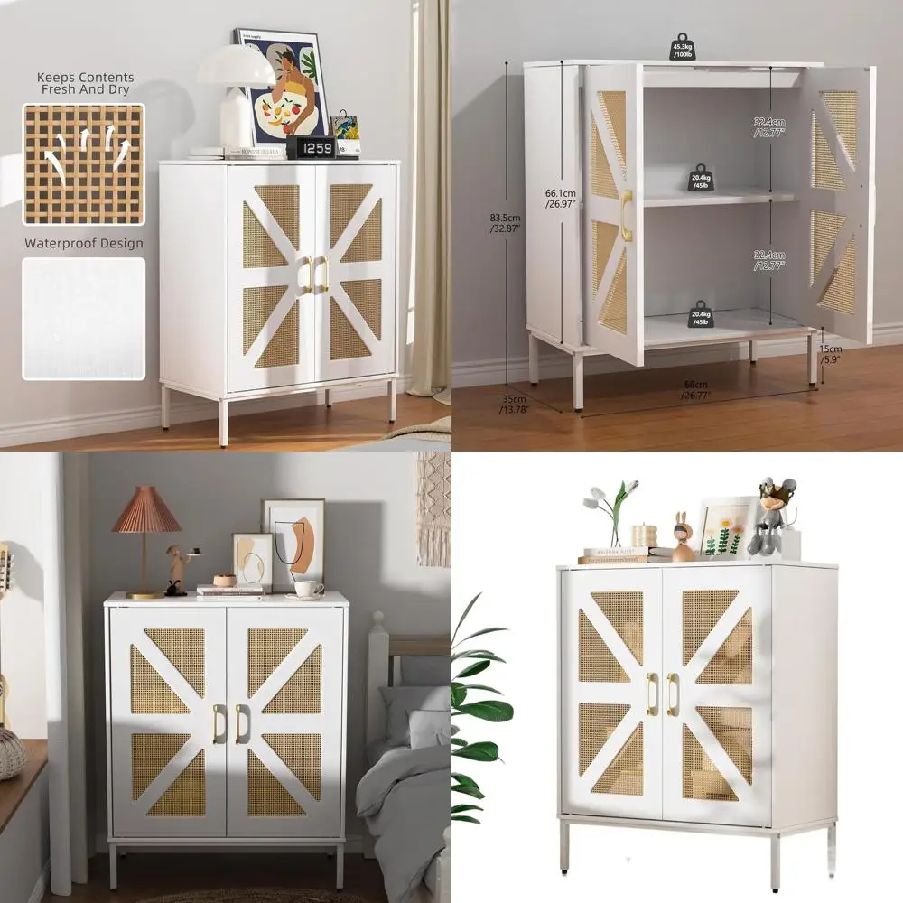 Белый буфет с местом для хранения вещей, дверцами и полками из ротанга, медиаконсоль середины века 32,9 для гостиных и обеденных помещений
Белый буфет с местом для хранения вещей, дверцами и полками из ротанга, медиаконсоль середины века 32,9 для гостиных и обеденных помещений