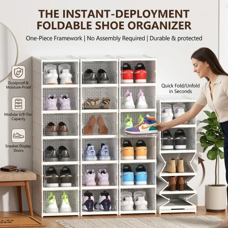 6/9 Tier Foldable Shoe Rack Dustproof Moisture Proof Storage Cabinet for Entryway Corner Sneaker Display 1PC
6/9 Tier Foldable Shoe Rack Dustproof Moisture Proof Storage Cabinet for Entryway Corner Sneaker Display 1PC