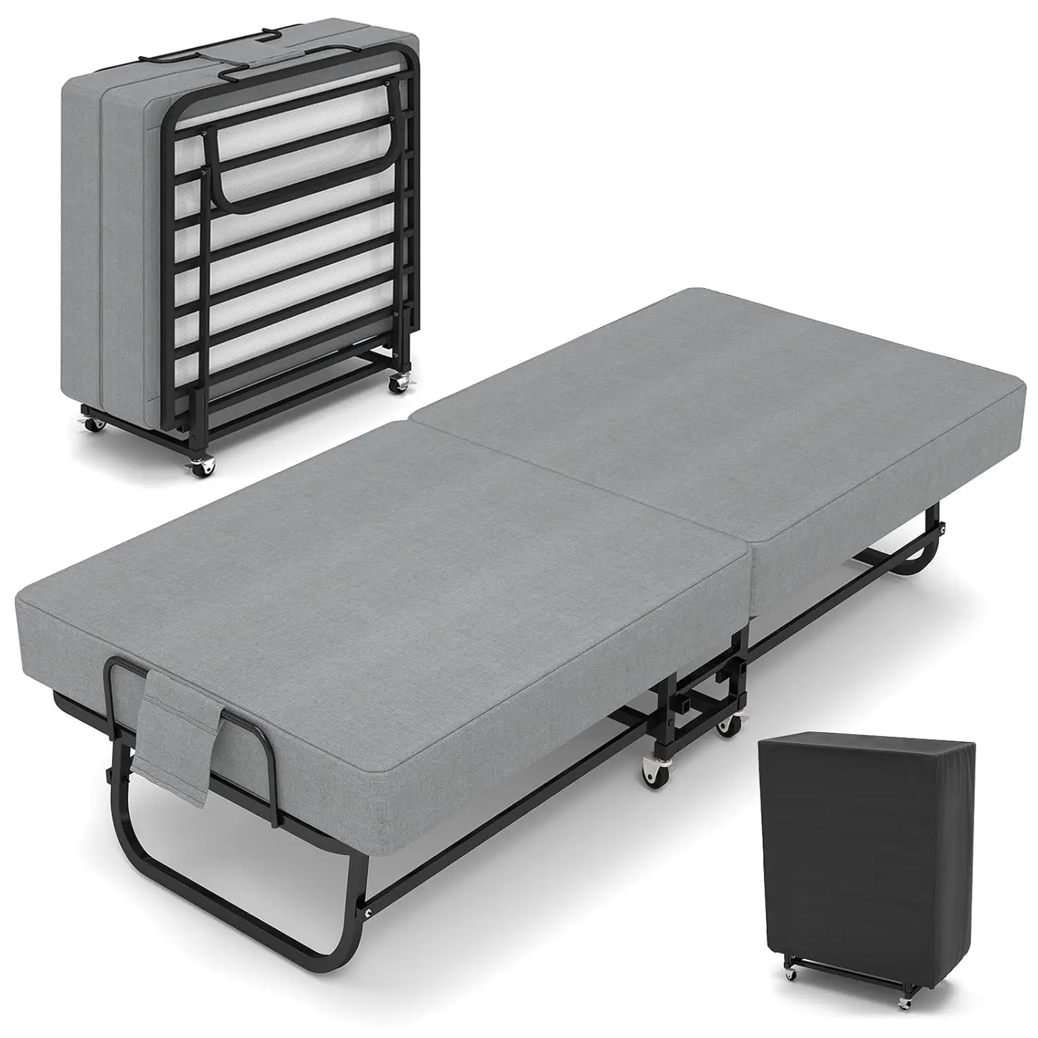 Folding Bed with Mattress for Adults, Portable Foldable Roll Away Bed on Wheels, Memory Foam Mattress and Metal, Customized
Folding Bed with Mattress for Adults, Portable Foldable Roll Away Bed on Wheels, Memory Foam Mattress and Metal, Customized