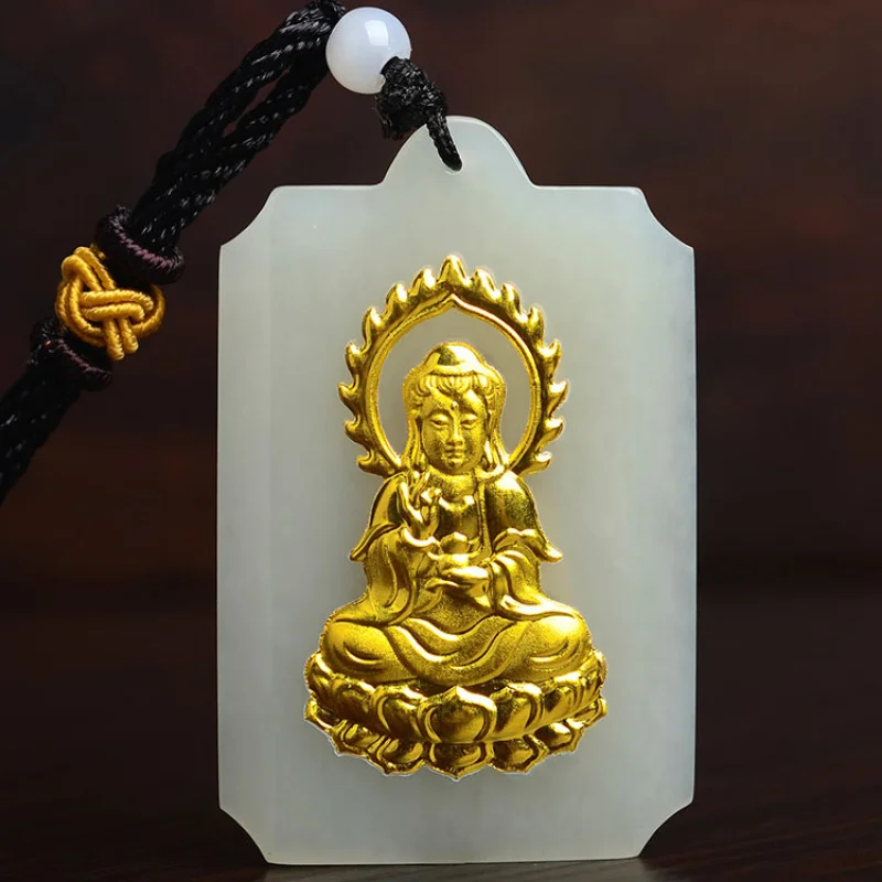 - , Hetian gold-inlaid Guanyin pendant, men's Bodhisattva jade amulet
- , Hetian gold-inlaid Guanyin pendant, men's Bodhisattva jade amulet