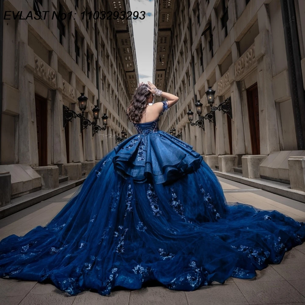 EVLAST Customized Sparkly Navy Blue Ball Gown Quinceanera Dress 3D Floral Applique Beading Sweet 16 Vestidos De 15 Anos E1QN78
EVLAST Customized Sparkly Navy Blue Ball Gown Quinceanera Dress 3D Floral Applique Beading Sweet 16 Vestidos De 15 Anos E1QN78