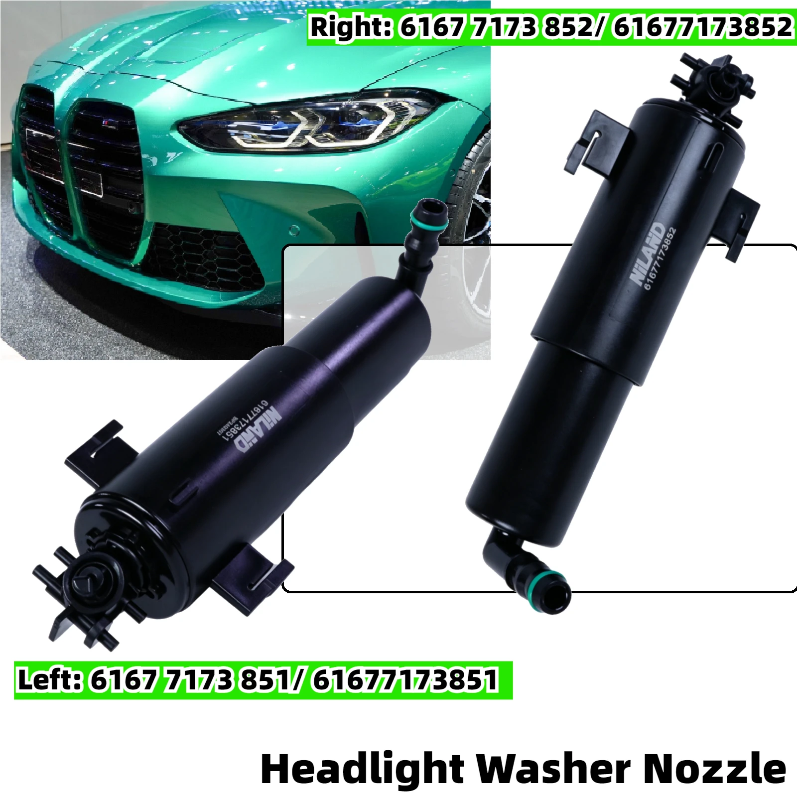 Headlight Headlamp Washer Nozzle Jet For BMW X5 E70 SUV 2006-2013, E70 LCI 30dX 35iX 40dX 50iX M50dX 2009-2013, 61677173851+852
Headlight Headlamp Washer Nozzle Jet For BMW X5 E70 SUV 2006-2013, E70 LCI 30dX 35iX 40dX 50iX M50dX 2009-2013, 61677173851+852
