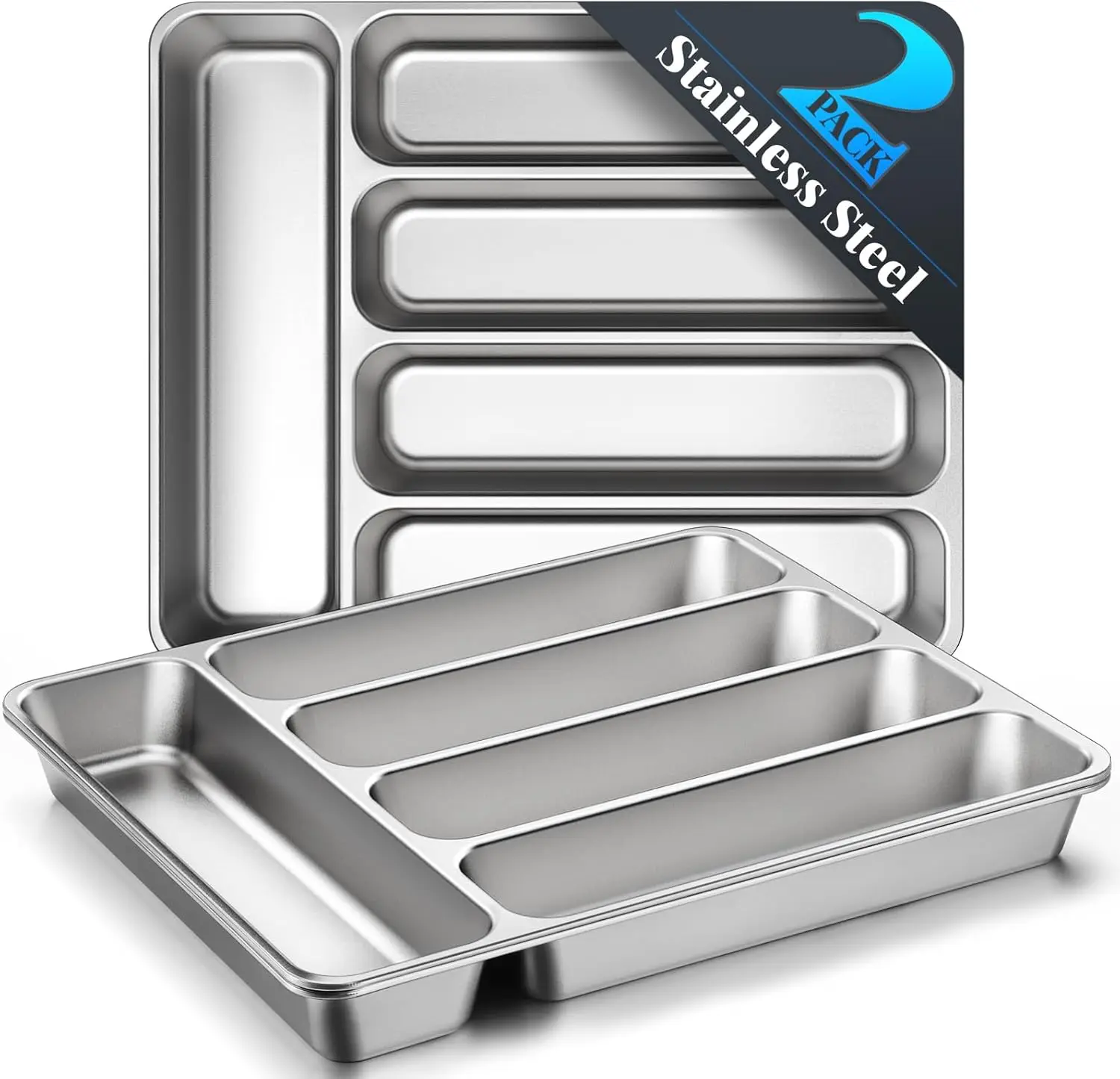 2-Pack Silverware Organizers Stainless Steel Kitchen Drawer Organizer with 5 Compartments, Dishwasher
2-Pack Silverware Organizers Stainless Steel Kitchen Drawer Organizer with 5 Compartments, Dishwasher