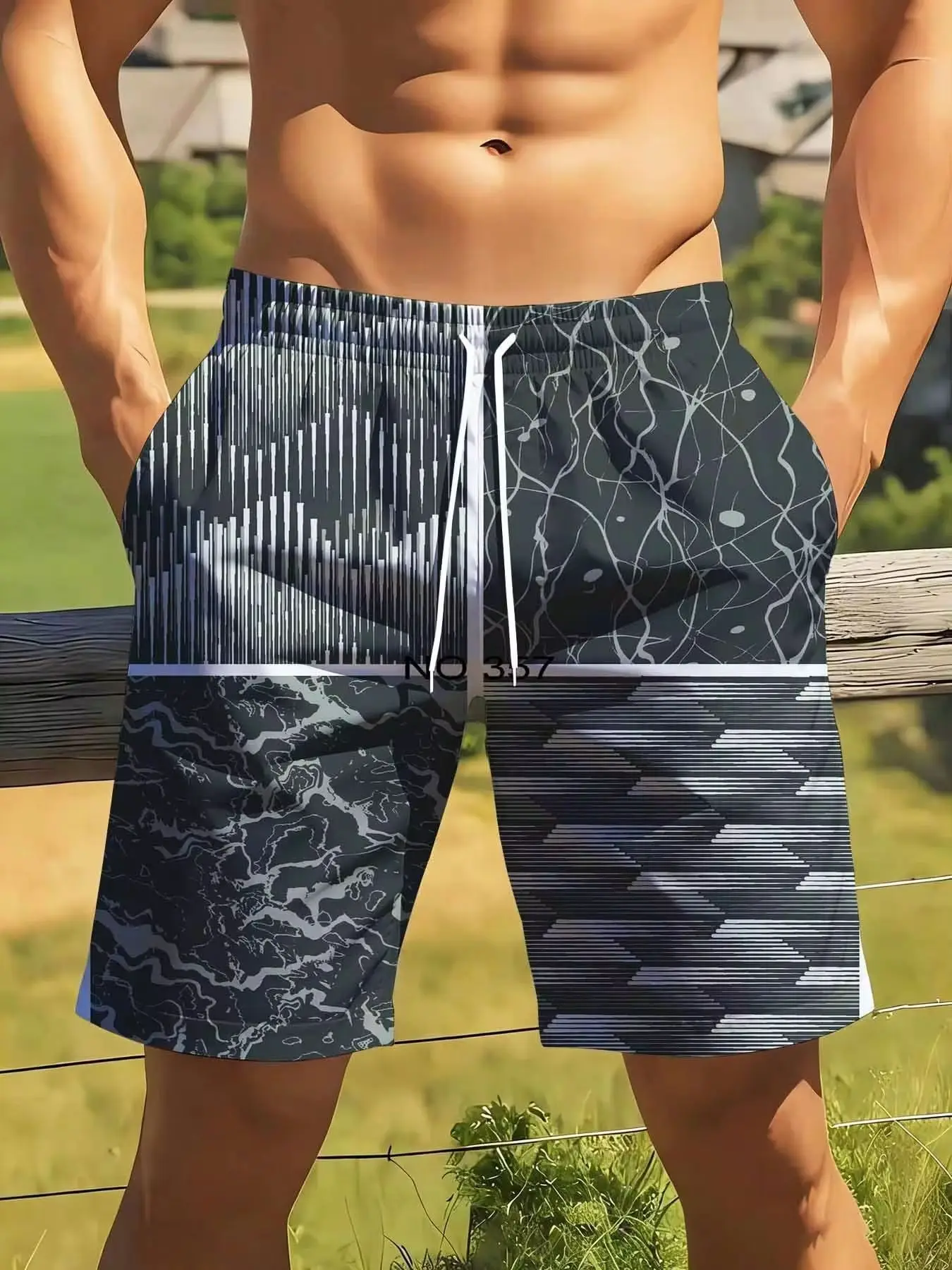 Men's Geometric Pattern Swim Trunks Quick Dry Beach Shorts For Summer Outdoor Activities And Vacation Wear
Men's Geometric Pattern Swim Trunks Quick Dry Beach Shorts For Summer Outdoor Activities And Vacation Wear