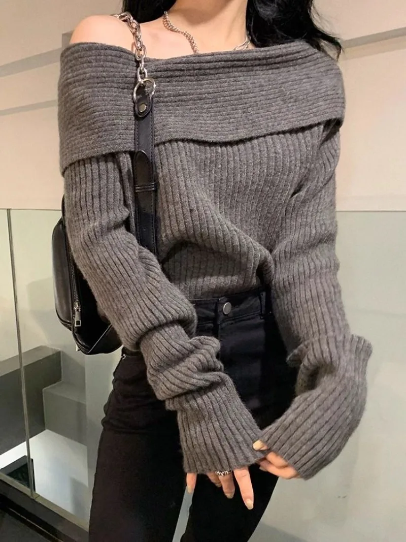 Off Shoulder Lazy Style Pullover for Women's Autumn and Winter Short Style High-end One Line Neckline Knitted Sweater Top
Off Shoulder Lazy Style Pullover for Women's Autumn and Winter Short Style High-end One Line Neckline Knitted Sweater Top