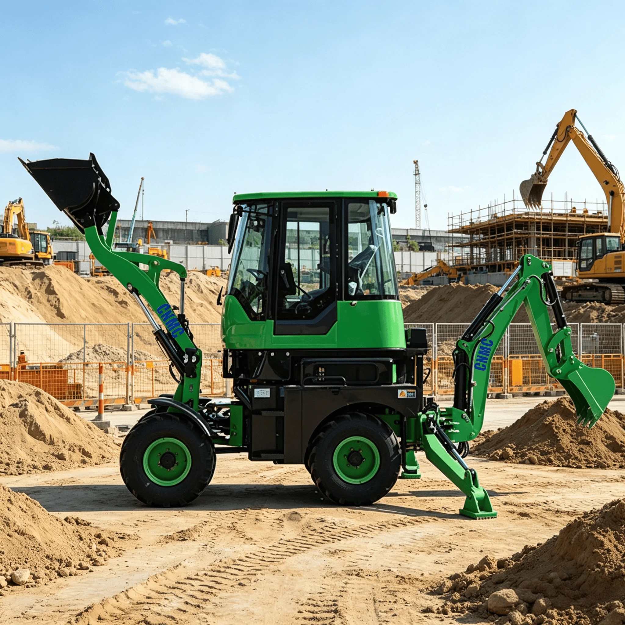 CNMC Backhoe Excavator Loader 4x4 Wheel Excavator Loader Digger A-frame leg Two-End Operation EPA CE Certified Garden Farm Use
CNMC Backhoe Excavator Loader 4x4 Wheel Excavator Loader Digger A-frame leg Two-End Operation EPA CE Certified Garden Farm Use