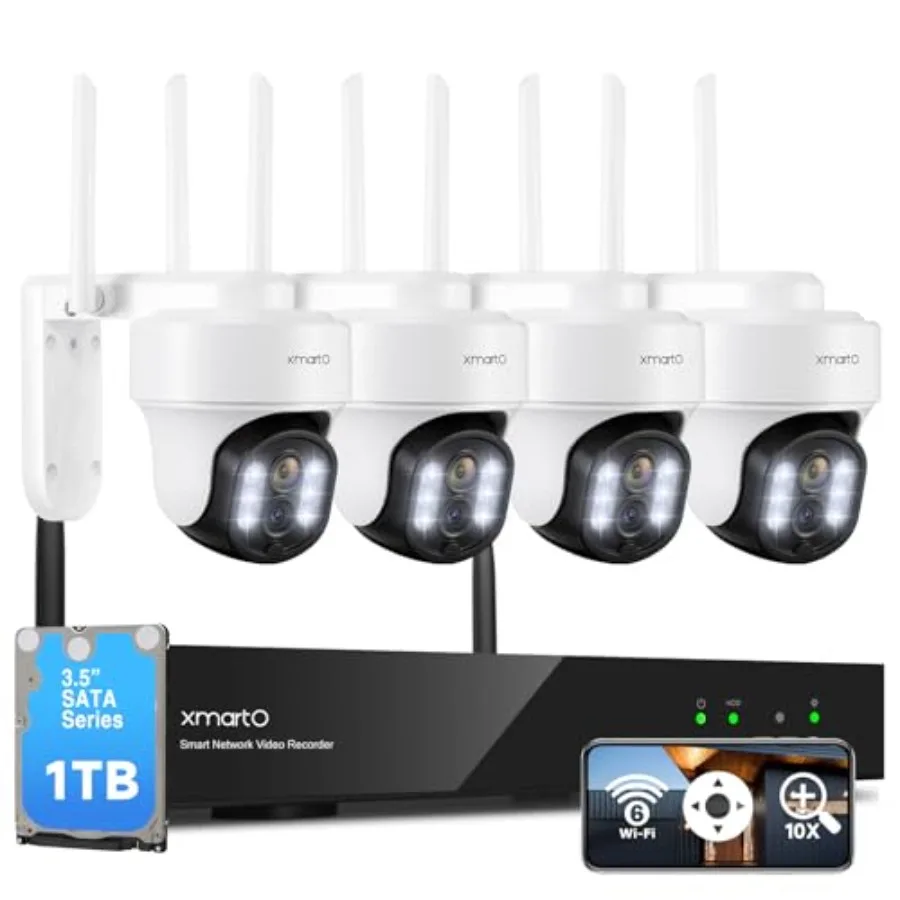 Security camera system for indoor/outdoor surveillance, aluminum alloy housing, black, 10X zoom mesh WiFi6 PTZ AI tracking with
Security camera system for indoor/outdoor surveillance, aluminum alloy housing, black, 10X zoom mesh WiFi6 PTZ AI tracking with