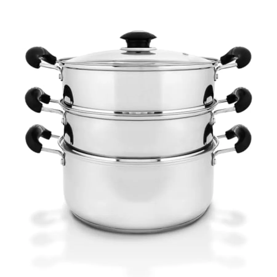 CONCORD 10" Stainless Steel 3 Tier Steamer Steaming Pot Cookware 24 CM Induction Compatible
CONCORD 10" Stainless Steel 3 Tier Steamer Steaming Pot Cookware 24 CM Induction Compatible
