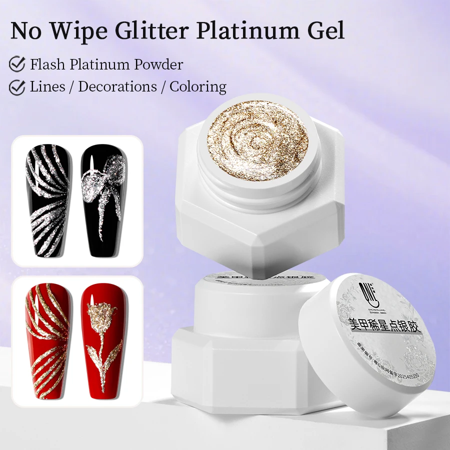 No Wipe Platinum Glitter Gel Nail Polish Shiny Metallic Liner Gel Nail Art UV LED Soak Off DIY Drawing for Home Salon Manicure
No Wipe Platinum Glitter Gel Nail Polish Shiny Metallic Liner Gel Nail Art UV LED Soak Off DIY Drawing for Home Salon Manicure