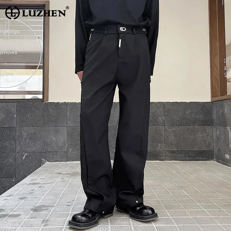 LUZHEN модные элегантные однотонные лоскутные дизайнерские прямые повседневные брюки мужские 2025 новые оригинальные брюки высокого качества JY4613 
LUZHEN модные элегантные однотонные лоскутные дизайнерские прямые повседневные брюки мужские 2025 новые оригинальные брюки высокого качества JY4613
