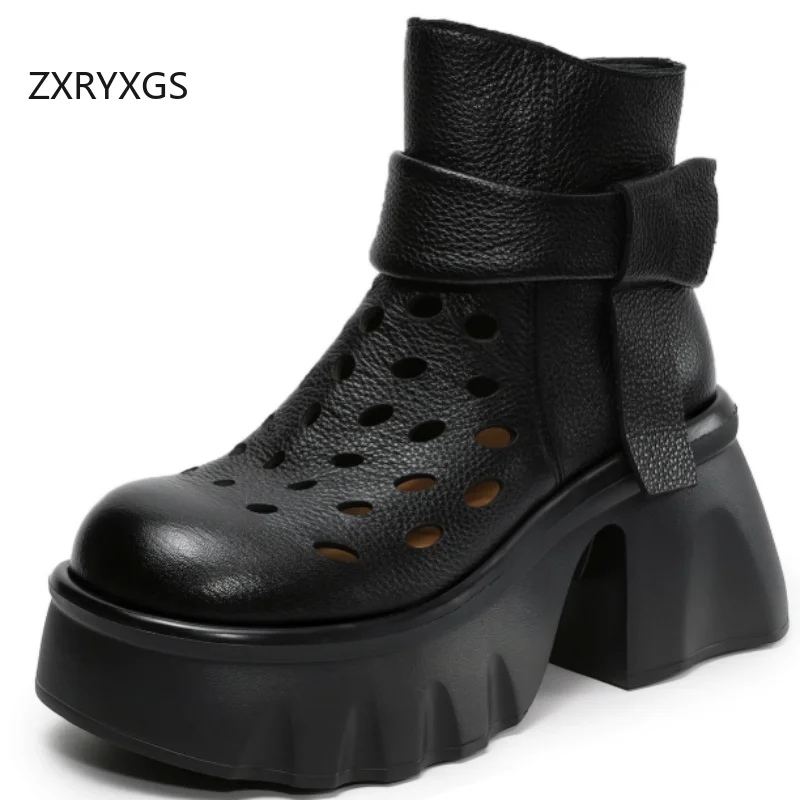 ZXRYXGS Top Layer Cowhide Thick Sole Heighten Boots High Heels Hollow Shoes Breathable Women Trendy Boots Cool Summer Boots 2026
ZXRYXGS Top Layer Cowhide Thick Sole Heighten Boots High Heels Hollow Shoes Breathable Women Trendy Boots Cool Summer Boots 2026