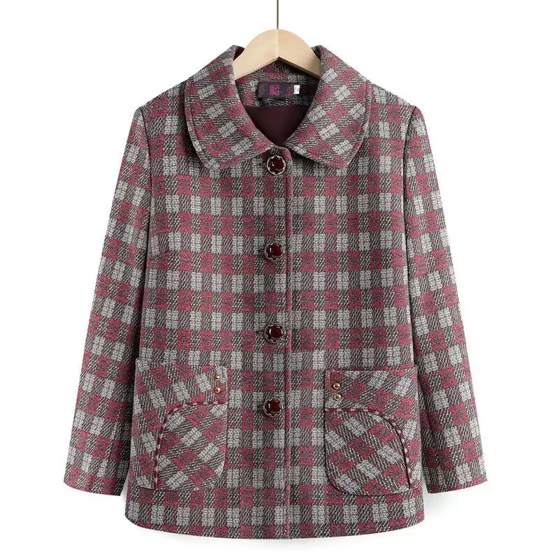 Middle Aged Mother Large Size 5XL Tops Coat Spring Autumn Women Fashion Loose Plaid Outwear Korean Ladies Long Sleeves Jacket
Middle Aged Mother Large Size 5XL Tops Coat Spring Autumn Women Fashion Loose Plaid Outwear Korean Ladies Long Sleeves Jacket