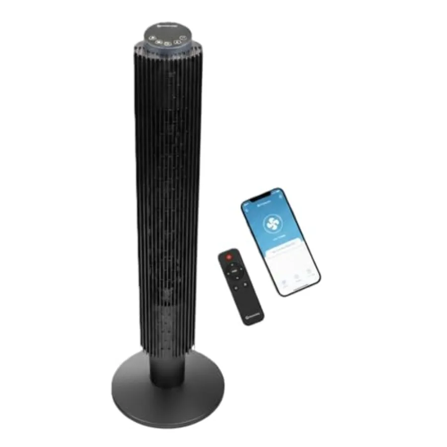 42-Inch Smart Wi-Fi Oscillating Tower Fan 5 Speeds 3 Modes Adjustable 3642 Height Bladeless Quiet with Remote 12H Timer App Con
42-Inch Smart Wi-Fi Oscillating Tower Fan 5 Speeds 3 Modes Adjustable 3642 Height Bladeless Quiet with Remote 12H Timer App Con
