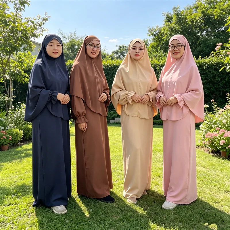 2PCS Eid Ramadan Abaya Women Muslim Prayer Garment Djellaba Overhead Hijab Dress Set Khimar Robe Garment Burqa Islam Clothing
2PCS Eid Ramadan Abaya Women Muslim Prayer Garment Djellaba Overhead Hijab Dress Set Khimar Robe Garment Burqa Islam Clothing