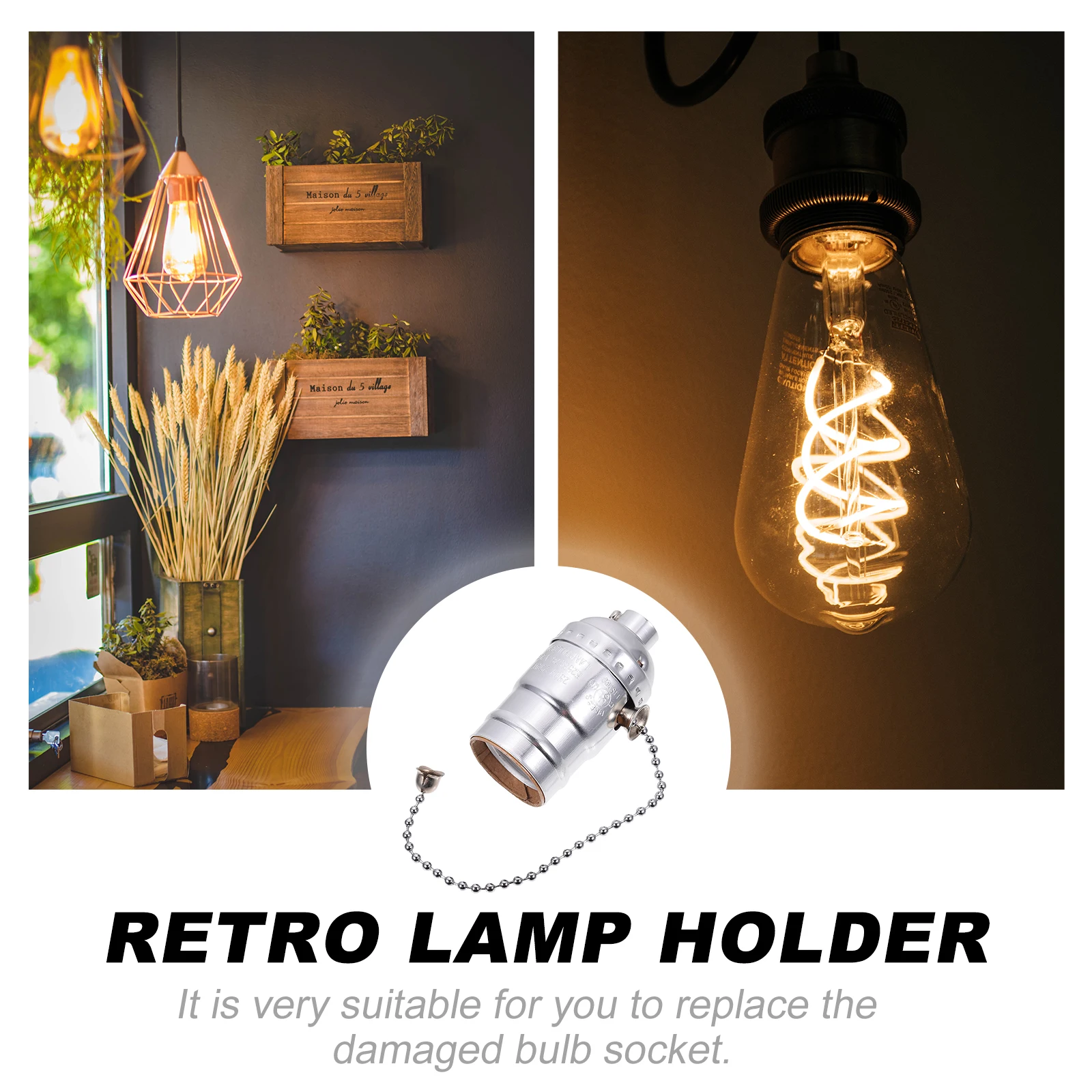 Retro E27 Lamp Holder Aluminum Socket Vintage Light Bulbs Adapter Pendant Ceiling Fan Screw Practical Sturdy Easy Install Dining
Retro E27 Lamp Holder Aluminum Socket Vintage Light Bulbs Adapter Pendant Ceiling Fan Screw Practical Sturdy Easy Install Dining