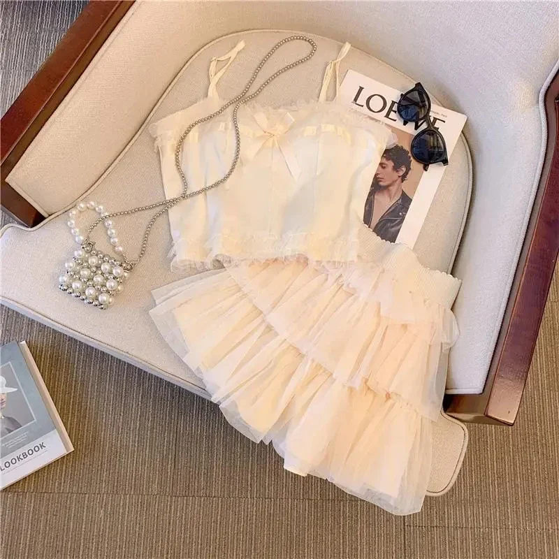 Sweet Bow Women Camis Y2K Fashion High Waist Mesh Patchwork Female Skirts Summer Korean Chic Preppy All Match Skirt Suit New
Sweet Bow Women Camis Y2K Fashion High Waist Mesh Patchwork Female Skirts Summer Korean Chic Preppy All Match Skirt Suit New