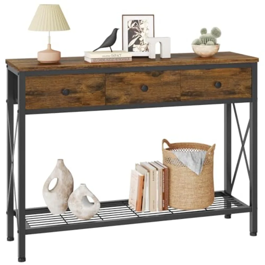 Entryway Table 39.8" Console Table with 3 Fabric Drawers Narrow Console Table with 2-Tier Storage Shelves Display Shelf for Liv
Entryway Table 39.8" Console Table with 3 Fabric Drawers Narrow Console Table with 2-Tier Storage Shelves Display Shelf for Liv