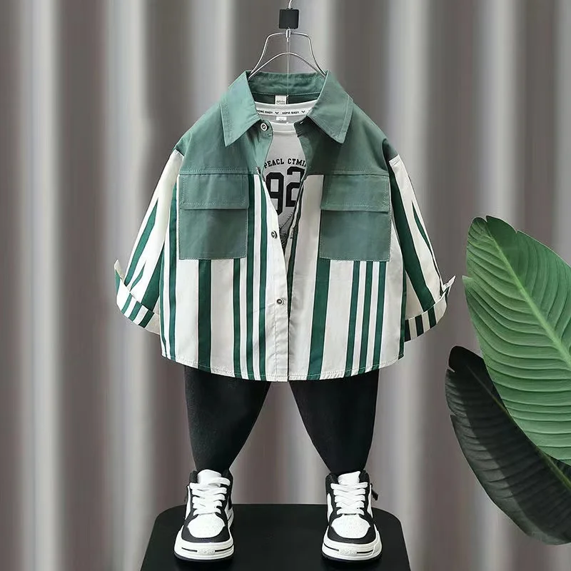 Boys Spring and Autumn Shirts 2024 New Handsome Boys Striped Shirts Children's Clothing Coat Casual Top Trend Kids Clothing
Boys Spring and Autumn Shirts 2024 New Handsome Boys Striped Shirts Children's Clothing Coat Casual Top Trend Kids Clothing