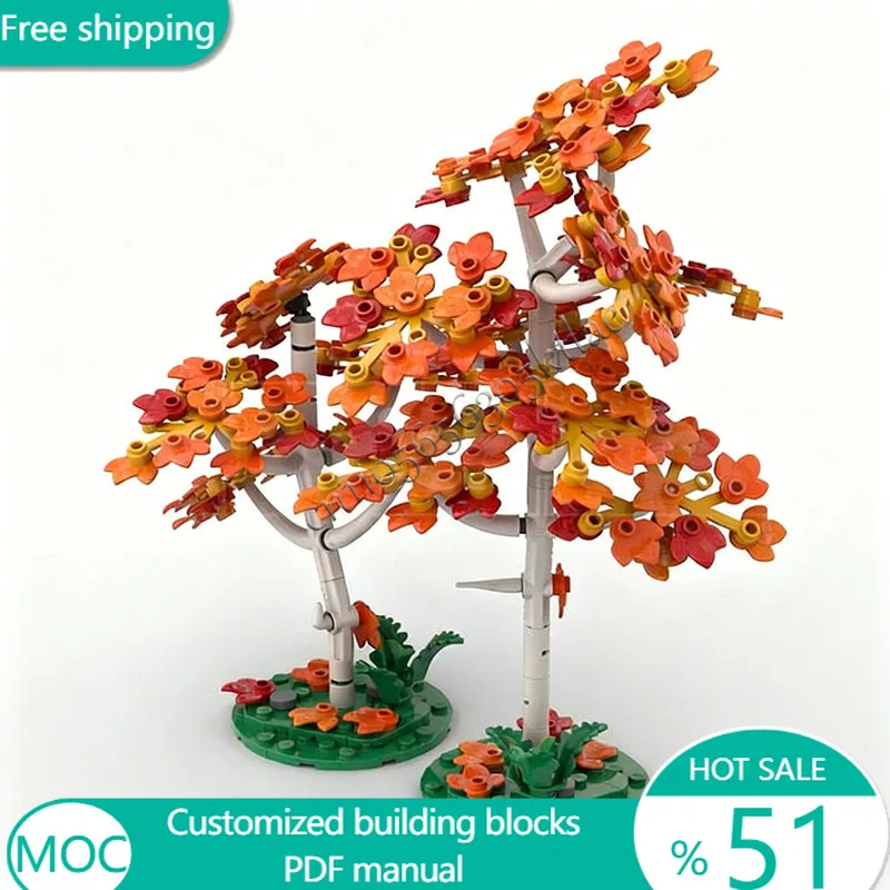 267 PCS Trees Red Birch Trees MOC Customize Modular Building Block Creative Design Educational Learning DIY Toy Birthday Gift