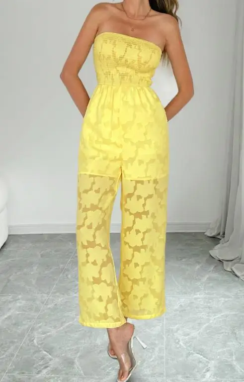 2026 Summer New Perspective Yellow Fresh and Sweet Sleeveless Strapless Straight Pants for Women
2026 Summer New Perspective Yellow Fresh and Sweet Sleeveless Strapless Straight Pants for Women