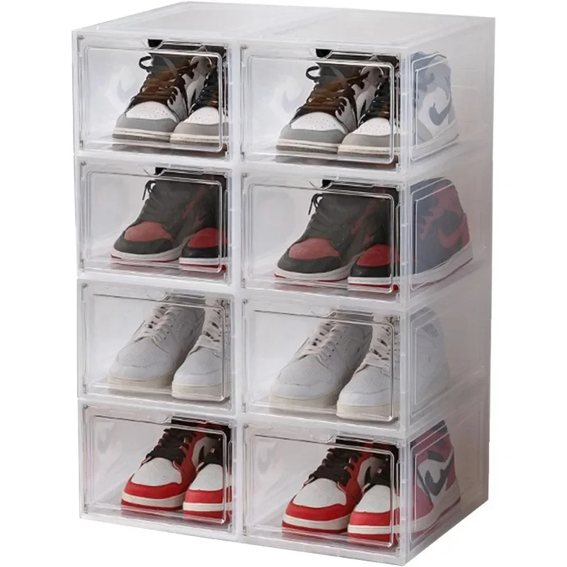 XXL Drop Front Shoe Storage Box Stackable, 8 Pack Shoe Boxes Clear Plastic Stackable Fit US 15
XXL Drop Front Shoe Storage Box Stackable, 8 Pack Shoe Boxes Clear Plastic Stackable Fit US 15