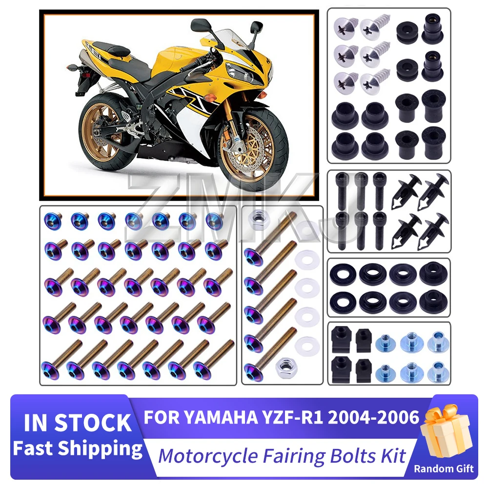 For Yamaha YZF R1 YZF-R1 2004-2006 Motorcycle Stainless Complete Bodywork Fairing Bolt Kit Screws Clip Motorcycle Accessories
For Yamaha YZF R1 YZF-R1 2004-2006 Motorcycle Stainless Complete Bodywork Fairing Bolt Kit Screws Clip Motorcycle Accessories