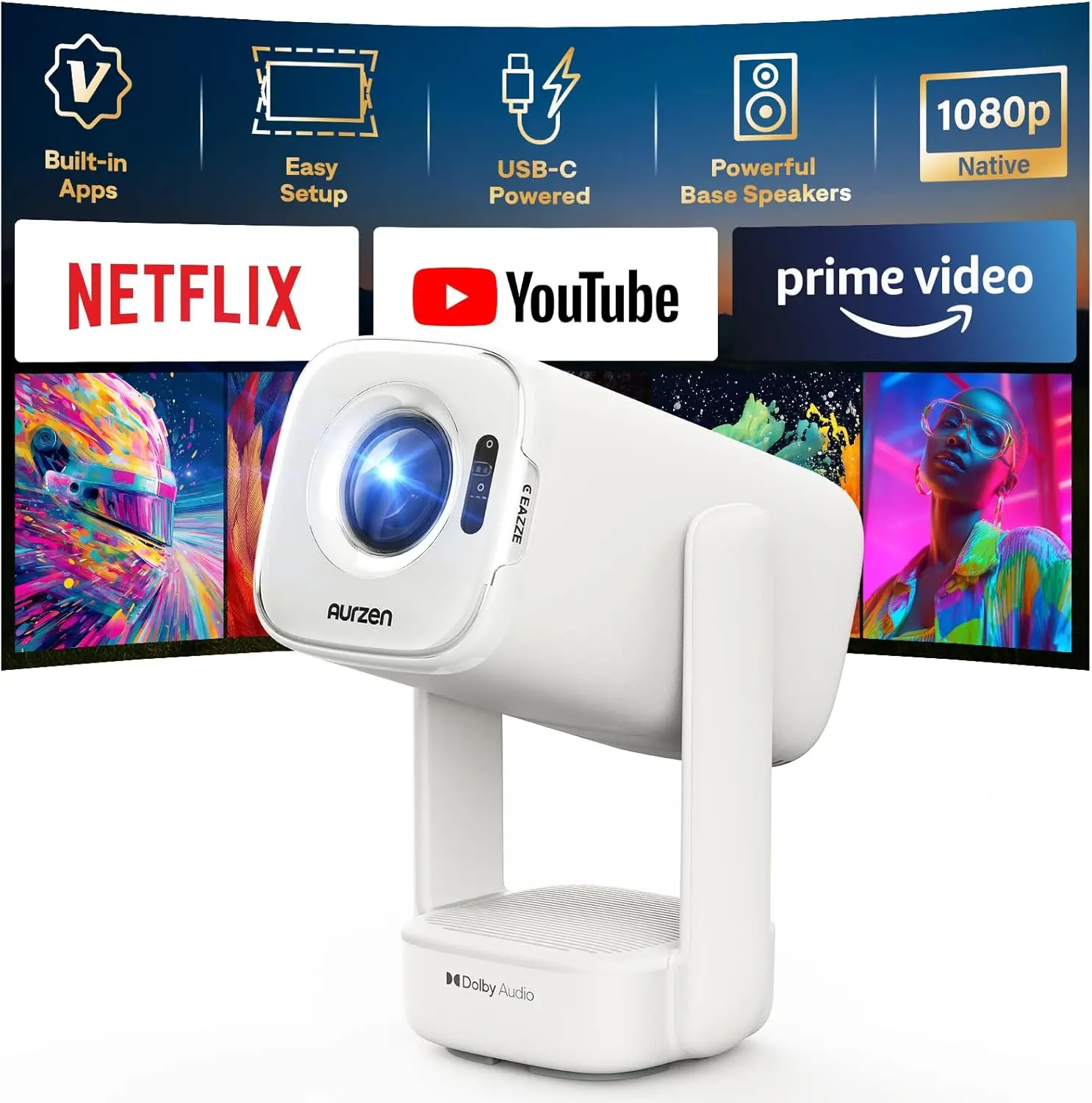 D1 air Smart Portable Projector with WiFi and Bluetooth, USB-C Powered, Easy Auto Setup, 16W Dolby Audio, Built-in Apps, Native
D1 air Smart Portable Projector with WiFi and Bluetooth, USB-C Powered, Easy Auto Setup, 16W Dolby Audio, Built-in Apps, Native