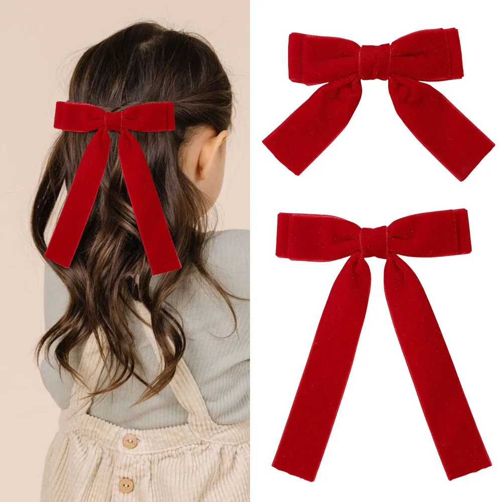 New Red Color Bow Hair Clips Baby Long Tails Velvet Bow Hairpins Girls Christmas Barrettes Xmas Happy New Year Hair Accessories
New Red Color Bow Hair Clips Baby Long Tails Velvet Bow Hairpins Girls Christmas Barrettes Xmas Happy New Year Hair Accessories