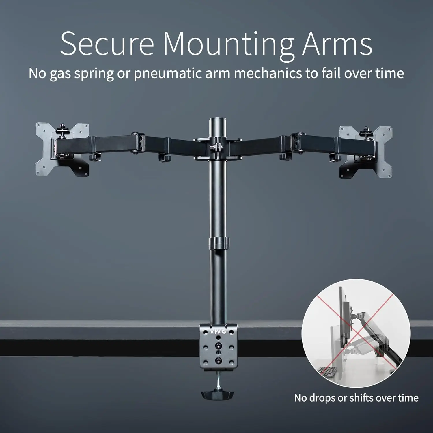 Dual Monitor Desk Mount, Heavy Duty Fully Adjustable Steel Stand, Holds 2 Computer Screens up to 30 inches , Black, STAND-V002
Dual Monitor Desk Mount, Heavy Duty Fully Adjustable Steel Stand, Holds 2 Computer Screens up to 30 inches , Black, STAND-V002